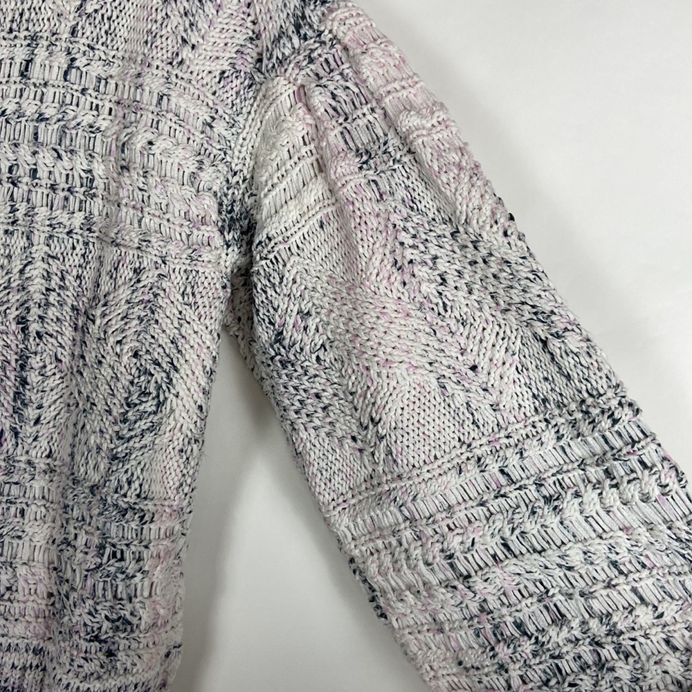 Joie Sydnee Cotton V-neck Chunky Knit Oversized Balloon Sleeve Cozy Sweater - Picture 10 of 16